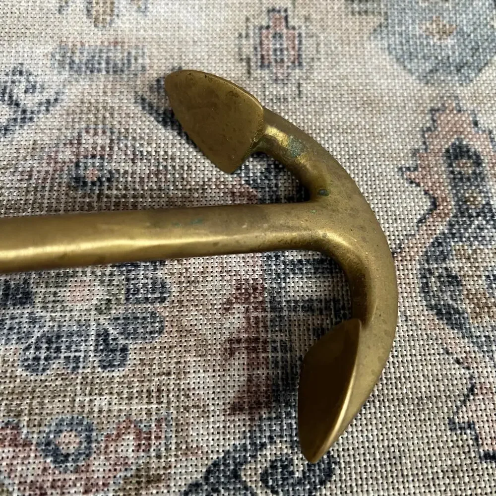 Vintage 60s Brass Anchor Candlestick Coastal Nautical Decor